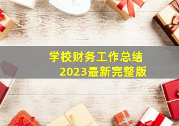 学校财务工作总结2023最新完整版