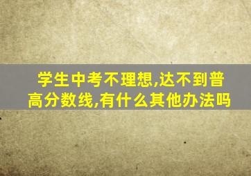 学生中考不理想,达不到普高分数线,有什么其他办法吗