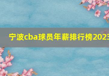 宁波cba球员年薪排行榜2023