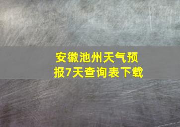 安徽池州天气预报7天查询表下载