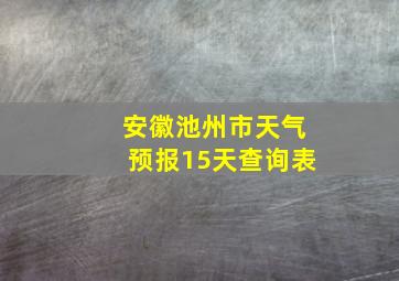 安徽池州市天气预报15天查询表