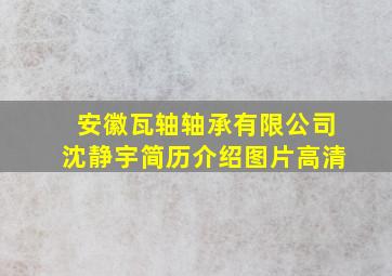 安徽瓦轴轴承有限公司沈静宇简历介绍图片高清