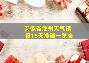 安徽省池州天气预报15天准确一览表