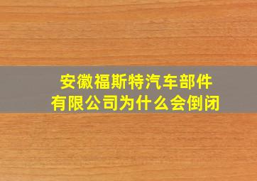 安徽福斯特汽车部件有限公司为什么会倒闭