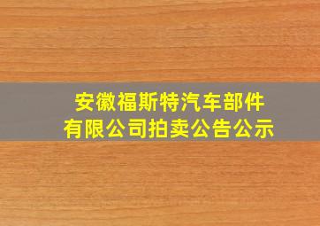 安徽福斯特汽车部件有限公司拍卖公告公示