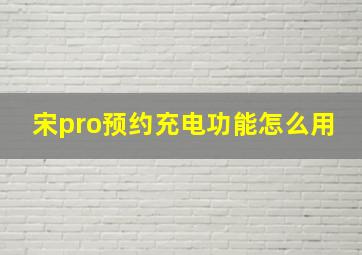 宋pro预约充电功能怎么用