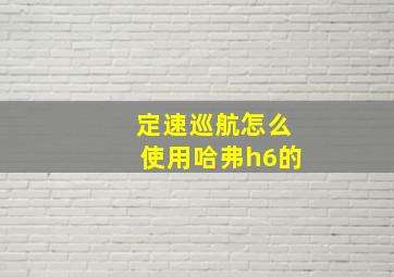 定速巡航怎么使用哈弗h6的