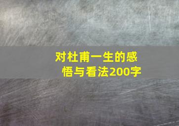 对杜甫一生的感悟与看法200字