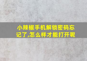 小辣椒手机解锁密码忘记了,怎么样才能打开呢