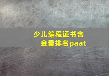 少儿编程证书含金量排名paat