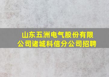 山东五洲电气股份有限公司诸城科信分公司招聘