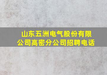 山东五洲电气股份有限公司高密分公司招聘电话