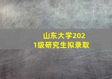 山东大学2021级研究生拟录取