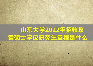 山东大学2022年招收攻读硕士学位研究生章程是什么