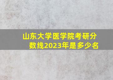 山东大学医学院考研分数线2023年是多少名