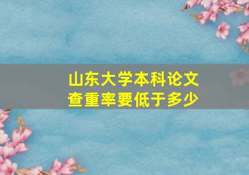 山东大学本科论文查重率要低于多少