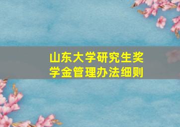 山东大学研究生奖学金管理办法细则