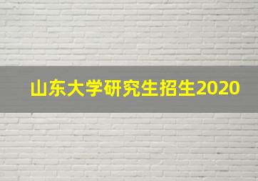 山东大学研究生招生2020