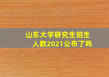 山东大学研究生招生人数2021公布了吗