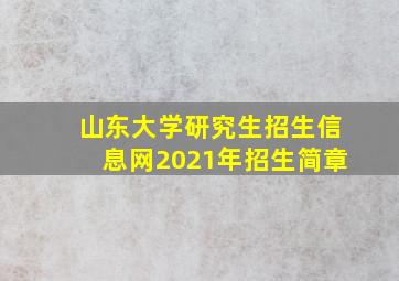 山东大学研究生招生信息网2021年招生简章