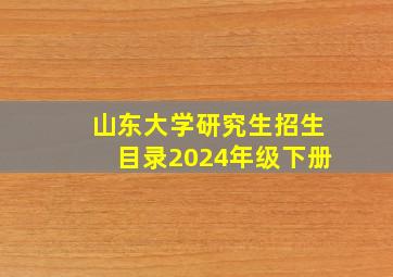 山东大学研究生招生目录2024年级下册