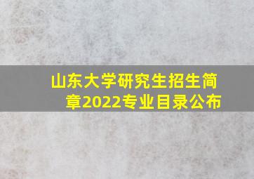 山东大学研究生招生简章2022专业目录公布