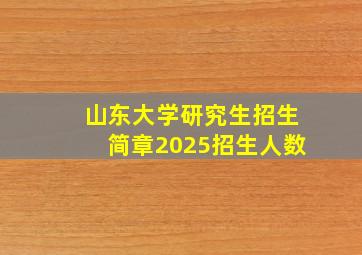 山东大学研究生招生简章2025招生人数