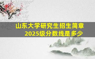 山东大学研究生招生简章2025级分数线是多少