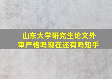 山东大学研究生论文外审严格吗现在还有吗知乎