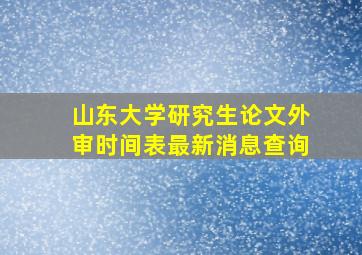 山东大学研究生论文外审时间表最新消息查询