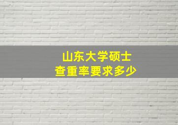 山东大学硕士查重率要求多少