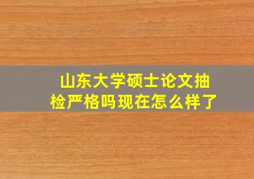 山东大学硕士论文抽检严格吗现在怎么样了