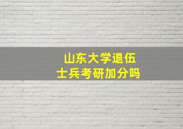 山东大学退伍士兵考研加分吗