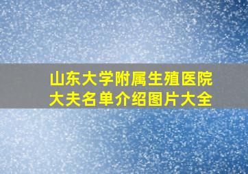 山东大学附属生殖医院大夫名单介绍图片大全