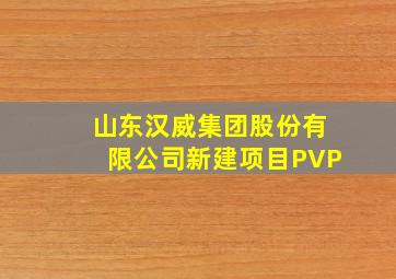 山东汉威集团股份有限公司新建项目PVP