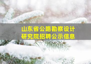 山东省公路勘察设计研究院招聘公示信息