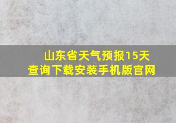 山东省天气预报15天查询下载安装手机版官网