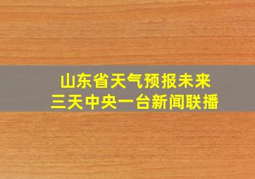 山东省天气预报未来三天中央一台新闻联播