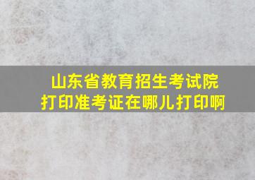 山东省教育招生考试院打印准考证在哪儿打印啊