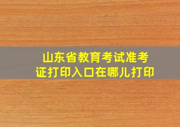 山东省教育考试准考证打印入口在哪儿打印