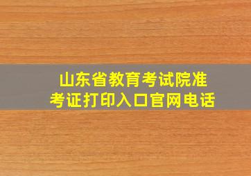 山东省教育考试院准考证打印入口官网电话