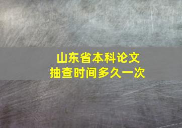 山东省本科论文抽查时间多久一次