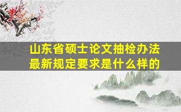 山东省硕士论文抽检办法最新规定要求是什么样的