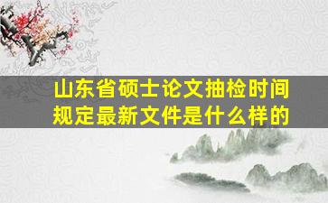 山东省硕士论文抽检时间规定最新文件是什么样的