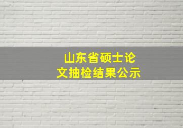 山东省硕士论文抽检结果公示