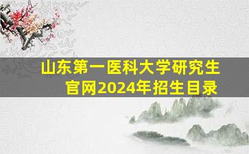 山东第一医科大学研究生官网2024年招生目录