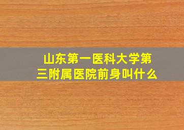 山东第一医科大学第三附属医院前身叫什么