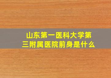 山东第一医科大学第三附属医院前身是什么