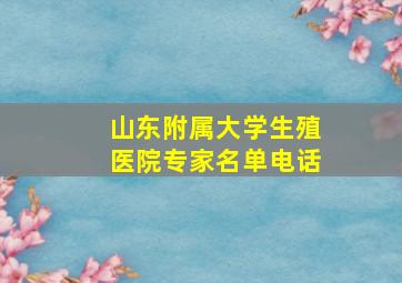 山东附属大学生殖医院专家名单电话