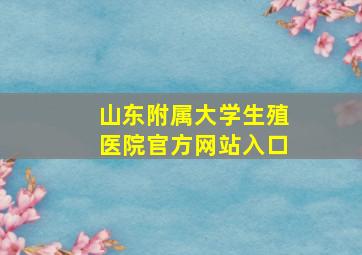 山东附属大学生殖医院官方网站入口